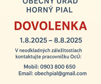 Aktuality / Oznam o čerpaní dovolenky - foto