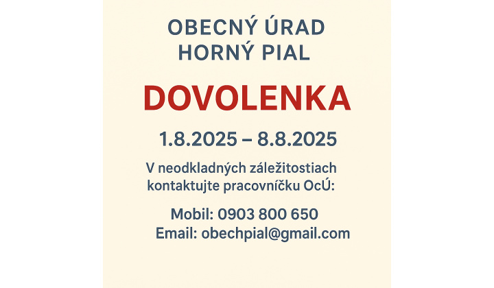 Oznam o čerpaní dovolenky