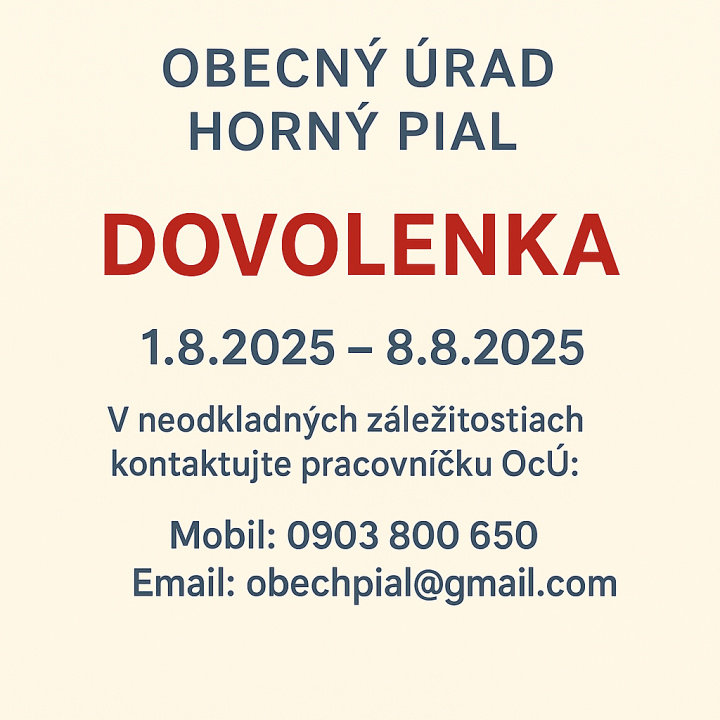 Oznam o čerpaní dovolenky