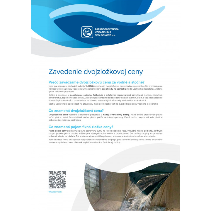 Oznam ZsVs a.s. o zavedení dvojzložkovej ceny 