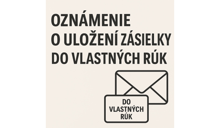 Oznámenie o uložení zásielky určenej do vlastných rúk - Ľudovít Sebestyén