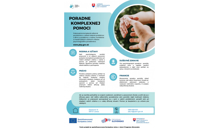 PORADŇA KOMPLEXNEJ POMOCI LEVICE  POSKYTUJE  BEZPLATNÉ ODBORNÉ PORADENSTVO