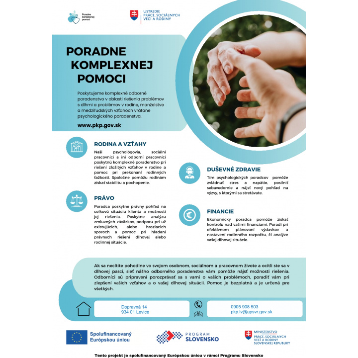 PORADŇA KOMPLEXNEJ POMOCI LEVICE  POSKYTUJE  BEZPLATNÉ ODBORNÉ PORADENSTVO